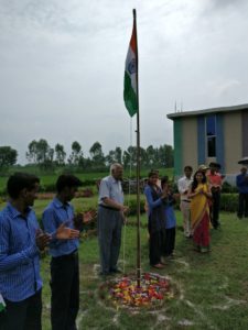 Unfurling the National flag