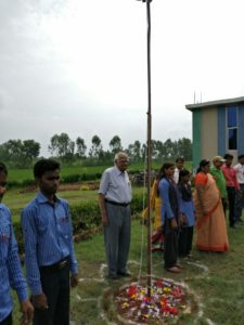 Unfurling the National flag